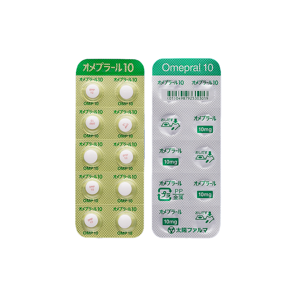 Image of the PTP (blister) sheet for OMEPRAL Tablets 10