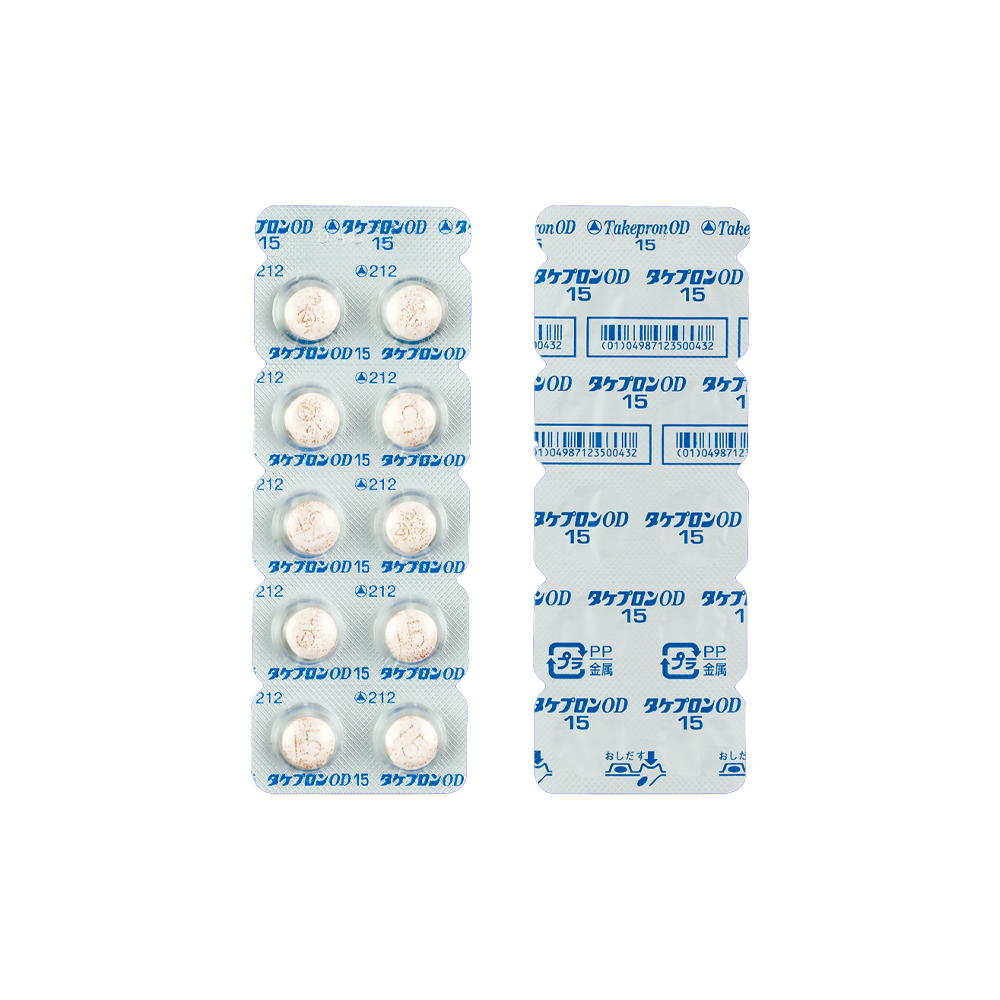 Image of the PTP (blister) sheet for Takepron OD Tablets 15